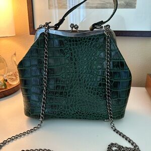 Patricia Nash Crocodile Print Leather Crossbody with kisslock closure